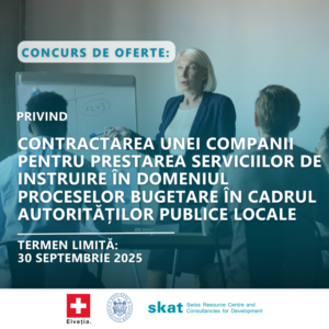 Contractarea unei companii / instituții pentru prestarea serviciilor de instruire în domeniul proceselor bugetare în cadrul autorităților publice locale (APL)