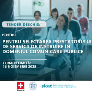 Tender deschis:  Servicii de instruire  în domeniul comunicării publice