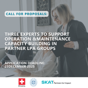 Call for Proposals: Support the development and implementation of the Capacity Building Plan on Operation and Maintenance (O&M) of Communal Services in partner LPA groups
